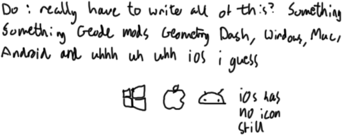 do i really have to write all of this? something something geode mods geometry dash, windows, mac, android and uhhh uh uhh ios i guess (icons, ios has no icon still)